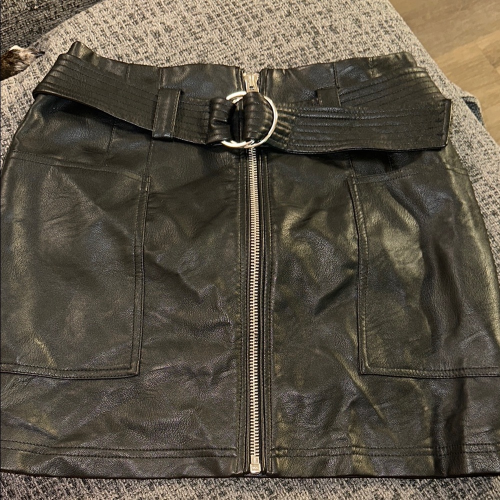 Topshop Black Mini Pencil Skirt with Silver Zipper